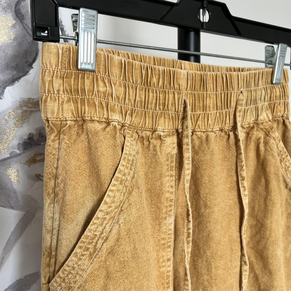Anthropologie Pilcro Mini Skirt XS Yellow Linen‎ Tie Dye Frayed Hem Boho - Picture 2 of 11